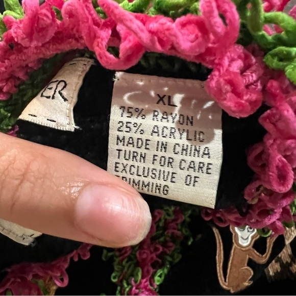 That Sweater Vintage Pink Monkey Chenille Art-to-Wear Fun Funky Sweater - Picture 10 of 10